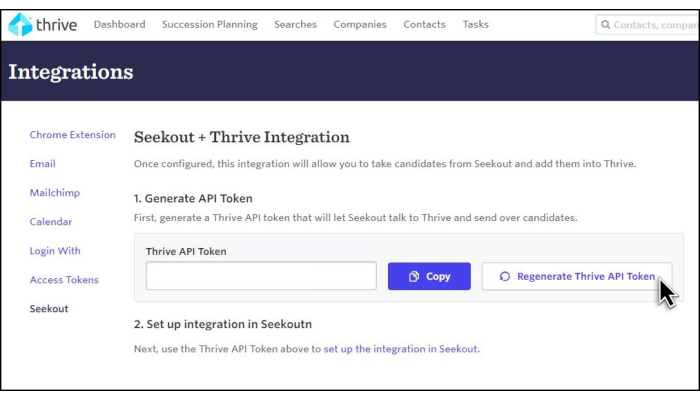 Screenshot of API Generation in Thrive
